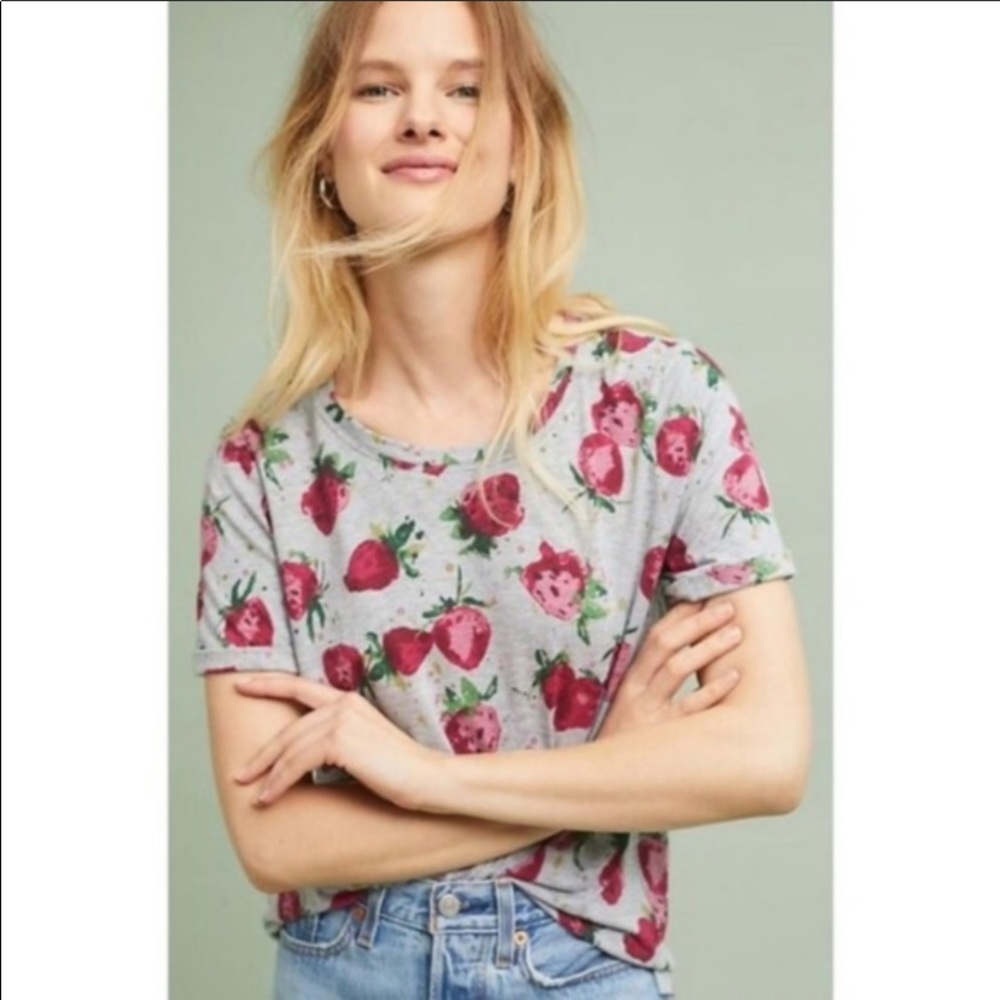 Maeve Anthropologie Strawberry Fields T-Shirt